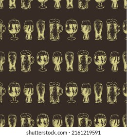 Pattern from different types of beer glasses