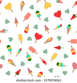 pattern with different types of ice cream