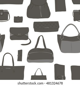 Pattern with different women bags