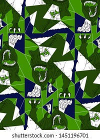 Pattern dinosaur, colored fragments, pop art