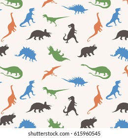 Pattern dinosaur silhouette, tee shirt graphics, vectors, all over print 