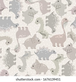 Pattern with dinosaurs on vector. Background and seamless pattern for kids