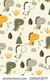 Un patrón con dinosaurios y estrellas