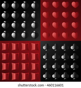 the pattern is divided into four parts, each of which are card suits