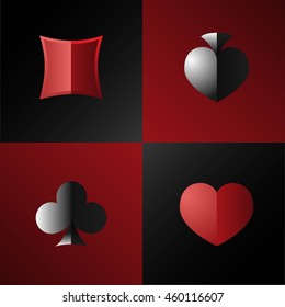 the pattern is divided into four parts, each of which are card suits