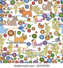 Pattern dog  cat  mouse  bird  butterfly  bee