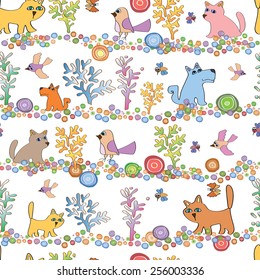 Pattern dog  cat  mouse  bird  butterfly  bee