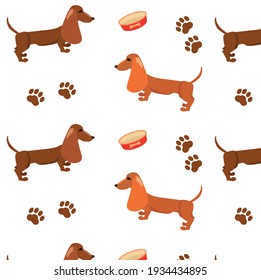 Pattern Dog Dachshund Bowl Footprints Stock Vector (royalty Free 