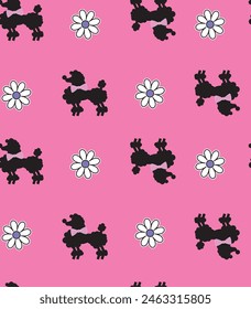 PATTERN DOG FLOWERS CUTE PINK