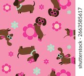 pattern dog flowers spring cute 