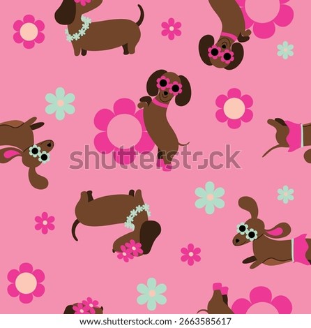 pattern dog flowers spring cute 