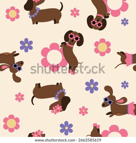pattern dog flowers spring cute 