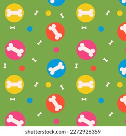 Pattern for dog gift with bones.. Wrapping paper design for dog bithday. Colorful seamless pattern