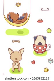 Pattern dog kawaii illustration cute hand drawn isolated on white background design
