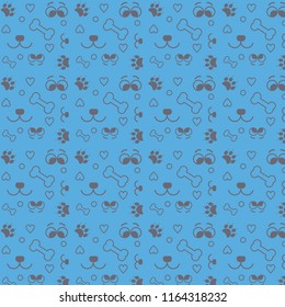 pattern dog lover on blue vector