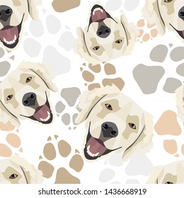 Pattern Dog Paws Golden Retriever 
