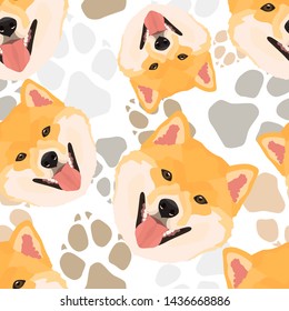 Pattern Dog Paws Shiba Inu 
