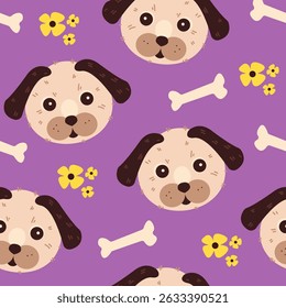 Pattern then with dogs and flowers and bones