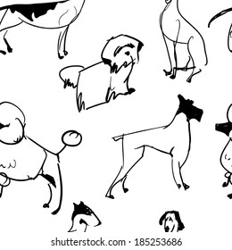 Pattern. Dogs. Hand-drawn