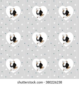 pattern of dogs on a grey background