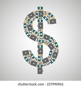 pattern dollar business, multicolored, vector format