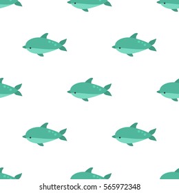 Pattern with dolphin color flat icon