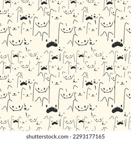 Pattern domestic cat.Cute animals seamless pattern for packaging, print.Vector illustration