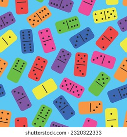 Pattern Domino - Messy Colored Dominoes with Black Holes in Blue Background