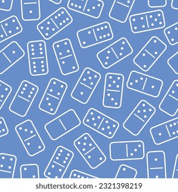 Pattern Domino - Messy White Outlines of Dominoes in Blue Background