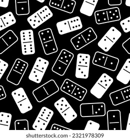 Pattern Domino - Messy White and Outlines Dominoes in Black Background