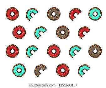 Pattern donut colorful, donut cake cute delicious vector design illustration