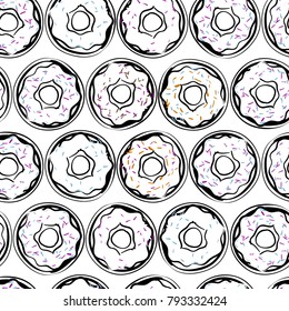 pattern donut comics black and white seamless image
