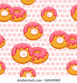 Pattern donut with pink glaze. Vector Illustration eps 10