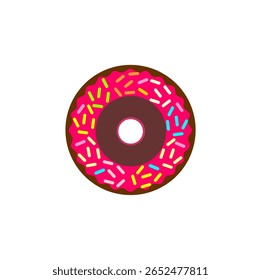 The pattern of donut with sprinkles. Vector illustration.
