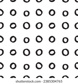 Pattern doodle circles on a transparent background, black circles drawn by hand. Modern abstract design for print and textile