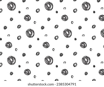 Pattern doodle circles sketch on a transparent background, black geometric hand drawn element. Modern abstract design for print and textile