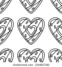 Pattern of a doodle donuts can be used for Valentine's Day greeting cards, party invitations.