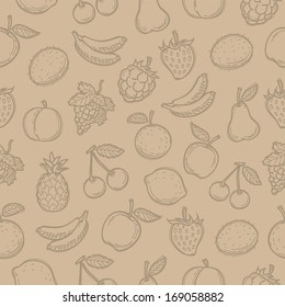 Pattern doodle drawn fruits