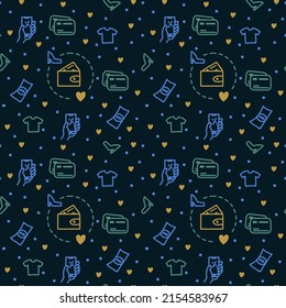 Pattern with Doodle icons Payment in the online store. Background for textiles the concept of buying online through a smartphone and the Internet. Vector illustration