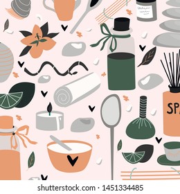 Pattern of doodle  isolated  elements for spa, aromatherapy, stone therapy, body care, beauty salon, wellness center, relax, health, thai massage, meditation . Hand drawn collection of beauty. 