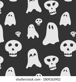 Scary White Ghosts Design On Black Stock Vector (Royalty Free ...