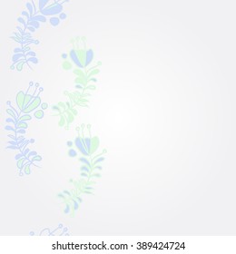 Pattern, doodles,  branches, leaves, copy space,stamens. Hand drawn.