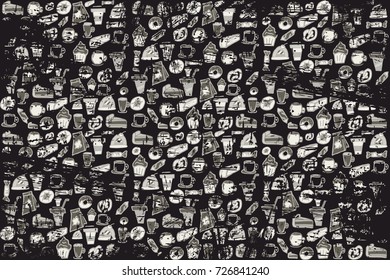 pattern of doodles on a theme cafe. vector. hand drawing. It can be used for packaging, invitations, greeting cards, etc.