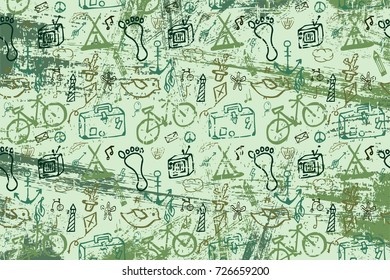 pattern of doodles on a theme of summer and holidays. Hand drawing. vector. It can be used for packaging, invitations, postcard holiday, fabrics and textiles, etc.