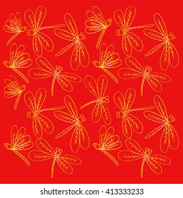 Pattern with Dragonflies 