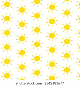 pattern of drawed sun illustration isolated on white background