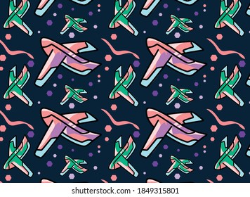 pattern drawing of an airplane with soft colors