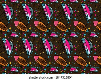 pattern drawing of an airplane with soft colors