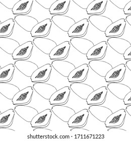 Pattern drawing art line papaya on white background sketch illustration vector design fruit healthy natural fresh tropical organic exotic