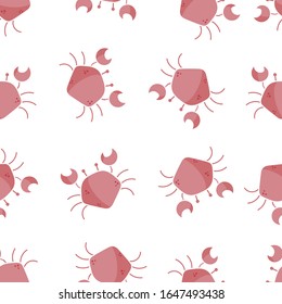 Pattern of a drawing of a crab. Basic symbol of a marine animal. Modular vector to edit.